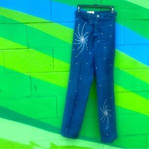 Vintage PETIT FORS Los Angeles rhinestone studded slight bell bottom jeans